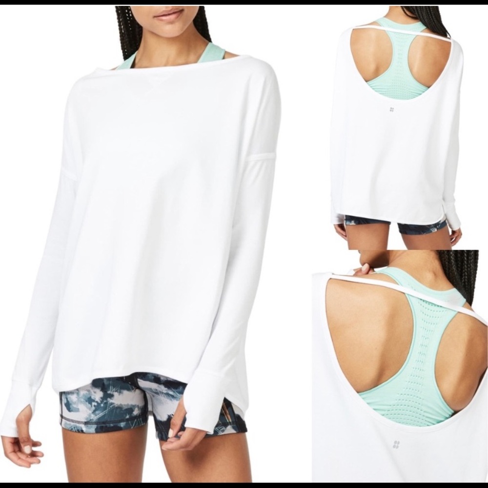 Sweaty Betty White Lightweight Open-Back Sweatshirt